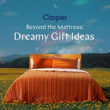 After: the same Casper bed in a flower field, Dreamy Gift Ideas