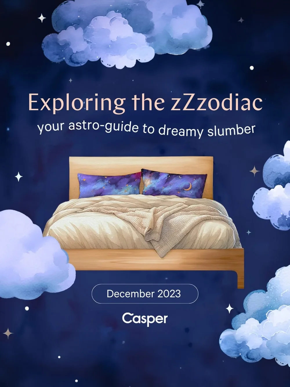 Exploring the zZzodiac, an astro guide to sleep with a bed among clouds
