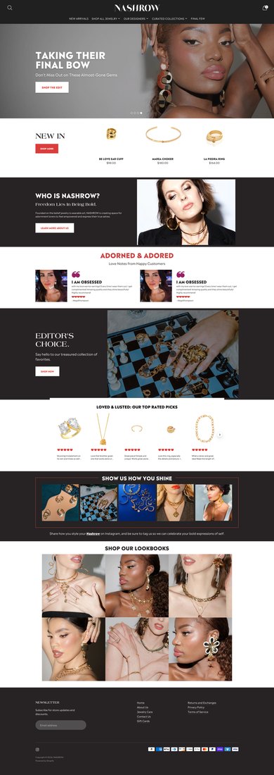 Nashrow website, full page